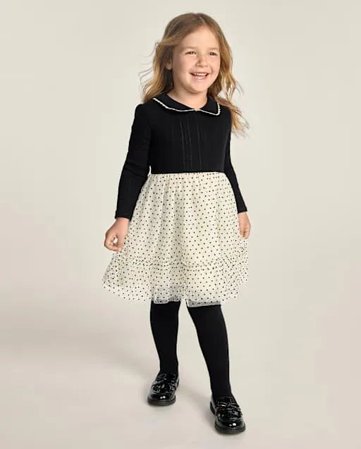 Girls Flocked Polka Dot Tutu Dress - The Leopard Edit