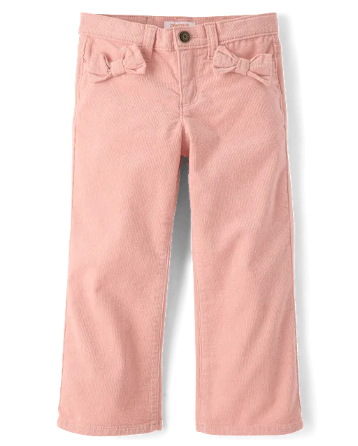 Girls Bow Corduroy Wide Leg Pants - Blue Sky Mountain