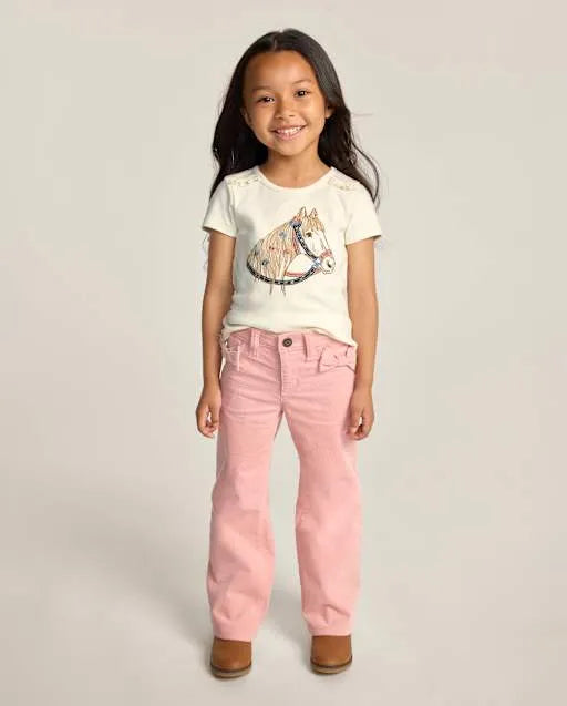 Girls Bow Corduroy Wide Leg Pants - Blue Sky Mountain