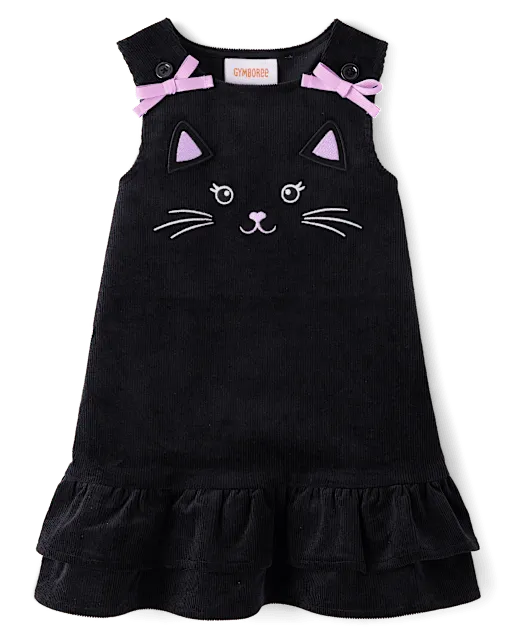Girls Embroidered Cat Ruffle Jumper - Trick or Treat