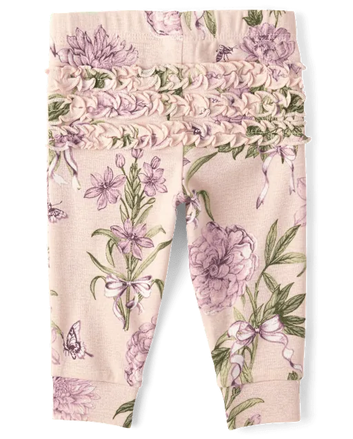 Baby Girls Floral Ruffle Leggings 3-Pack