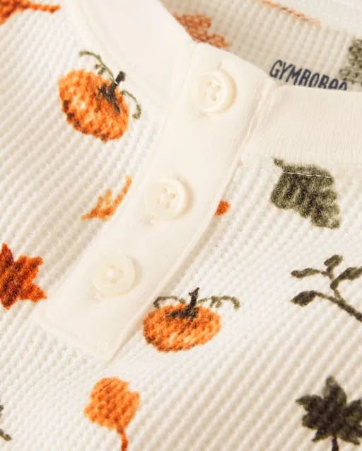 Kids Autumn Snug Fit Thermal Henley Pajamas