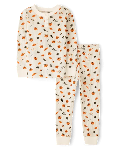 Kids Autumn Snug Fit Thermal Henley Pajamas