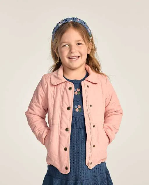 Girls Quilted Microfleece Lined Barn Jacket - Blue Sky Mountain