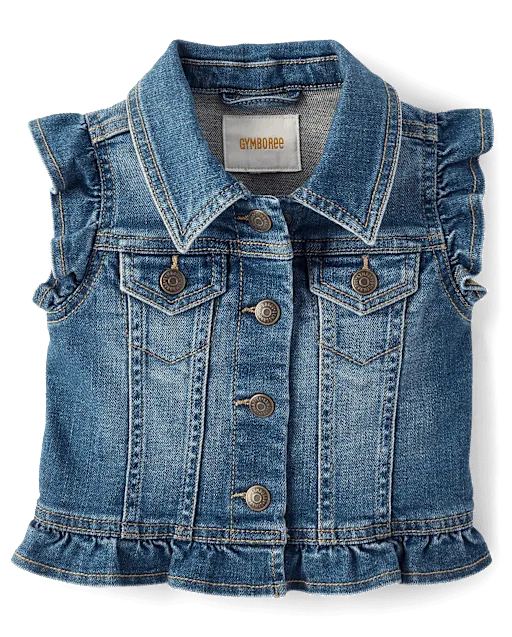 Girls Flutter Denim Vest - Little Essentials