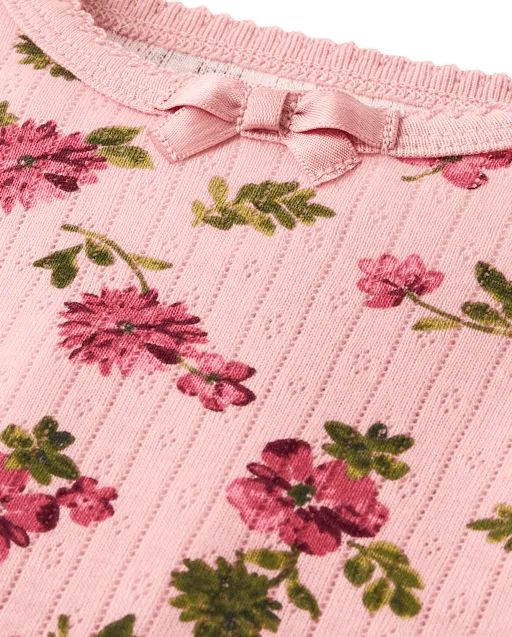 Girls Print Snug Fit Pointelle Pajamas