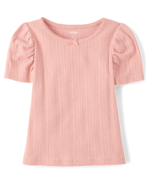Girls Pointelle Top - Little Essentials