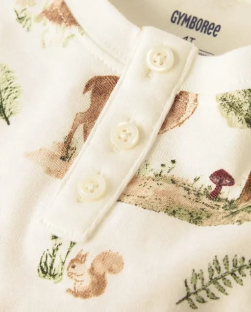 Boys Forest Snug Fit Cotton Henley Pajamas