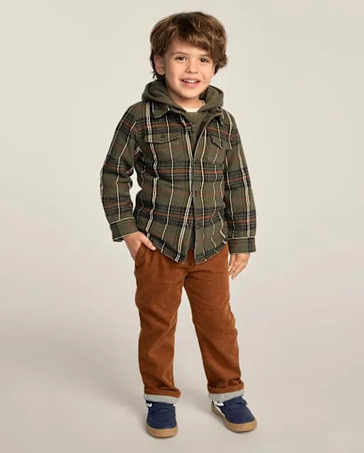Boys Corduroy Pull On Roll Cuff Pants - Little Essentials