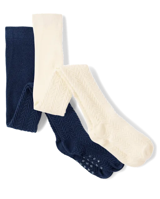 Girls Pointelle Tights 2-Pack - Little Essentials