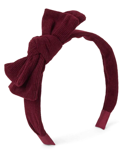 Girls Bow Corduroy Headband - The Harvest Edit