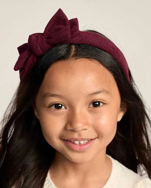 Girls Bow Corduroy Headband - The Harvest Edit