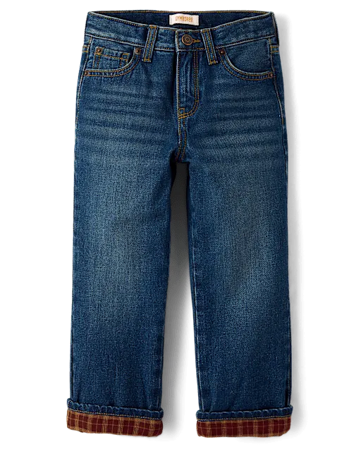Boys Flannel Lined Straight Jeans - Little Essentials