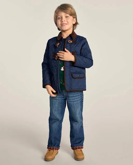 Boys Flannel Lined Straight Jeans - Little Essentials