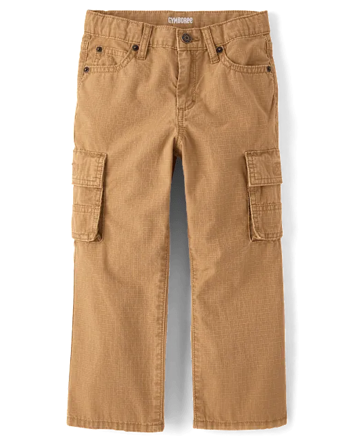Boys Garment Dyed Ripstop Baggy Cargo Pants - Little Essentials
