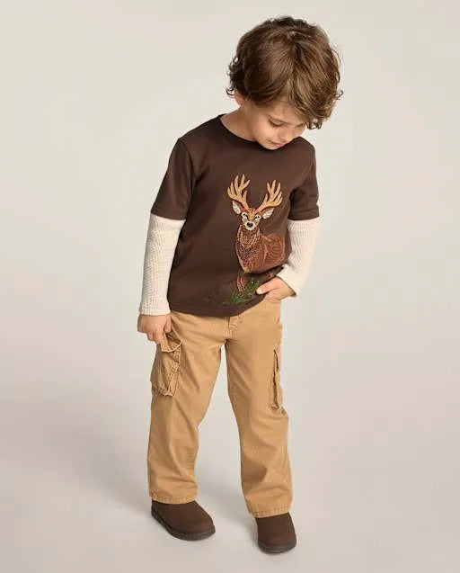 Boys Garment Dyed Ripstop Baggy Cargo Pants - Little Essentials