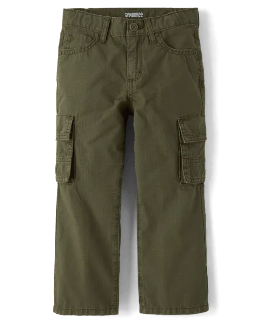 Boys Garment Dyed Ripstop Baggy Cargo Pants - Blue Sky Mountain