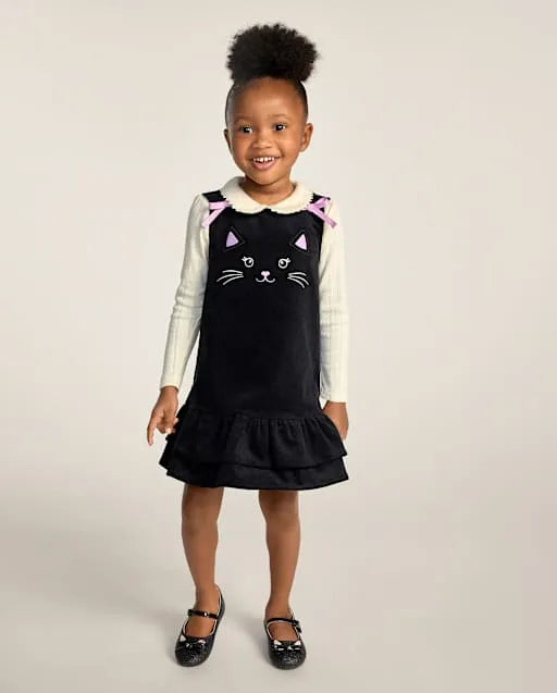 Girls Glitter Cat Ballet Flats - Little Essentials