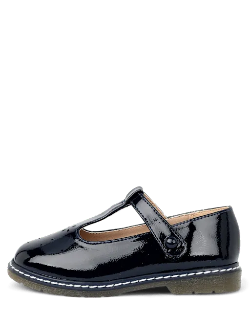 Girls Perforated T-Strap Mary Jane Shoes - Blue Sky Mountain