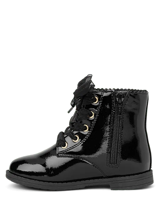 Girls Scalloped Lace Up Boots - Little Essentials