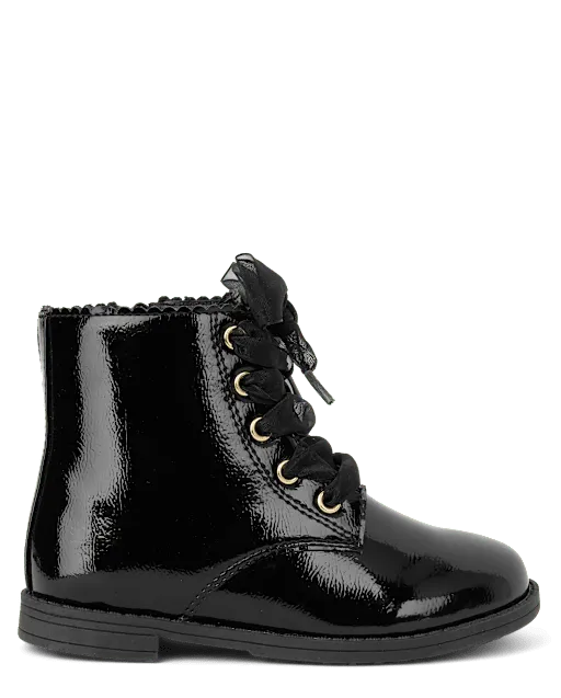 Girls Scalloped Lace Up Boots - Little Essentials
