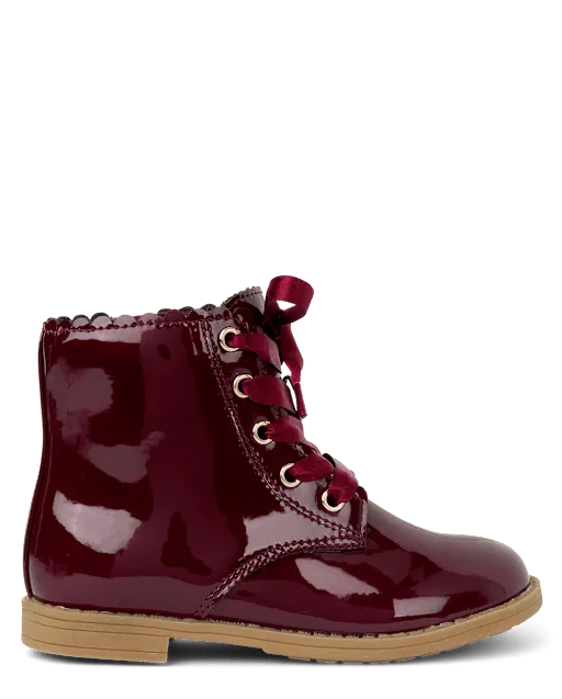 Girls Scalloped Lace Up Boots - Little Essentials