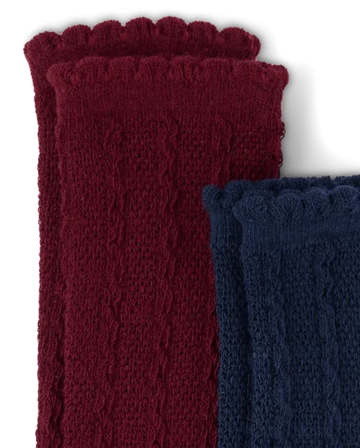 Girls Cable Knit Boot Socks 2-Pack - The Harvest Edit