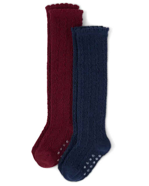 Girls Cable Knit Boot Socks 2-Pack - The Harvest Edit