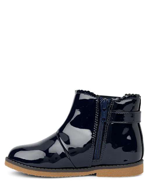 Girls Bow Scalloped Booties - Little Essentials