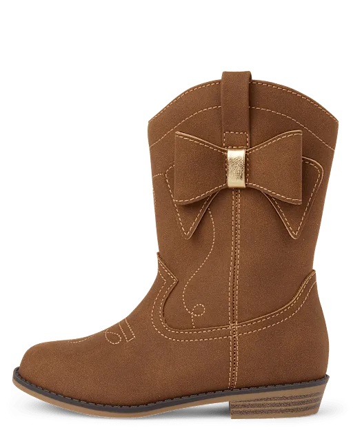 Girls Bow Cowgirl Boots - Little Essentials