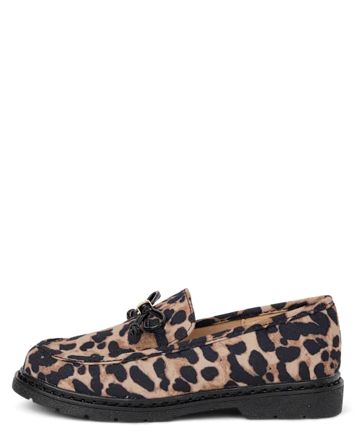 Girls Leopard Bow Loafers - The Leopard Edit