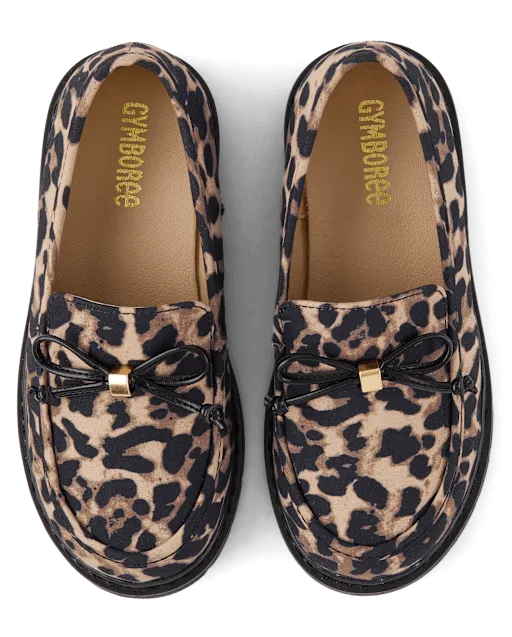 Girls Leopard Bow Loafers - The Leopard Edit