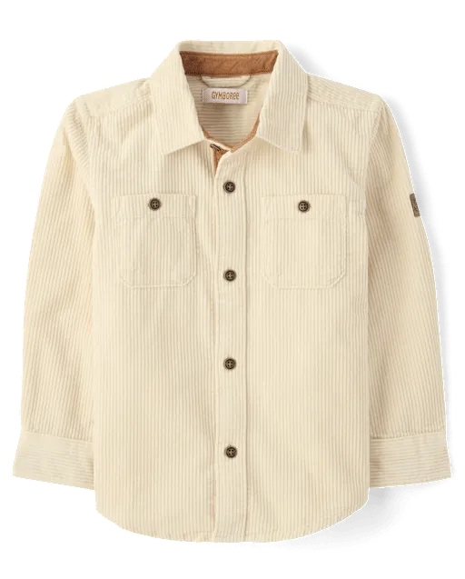 Boys Textured Corduroy Button Up Shirt - The Harvest Edit