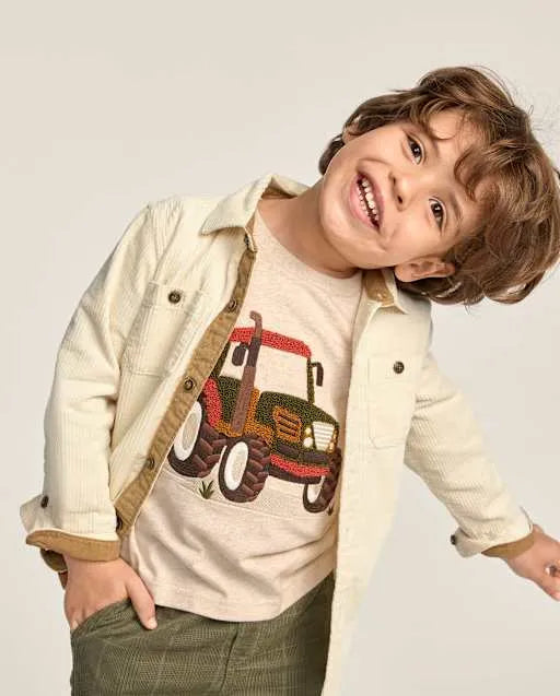 Boys Textured Corduroy Button Up Shirt - The Harvest Edit