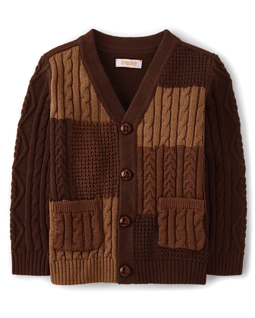 Boys Patchwork Cable Knit Cardigan - Countryside Manor