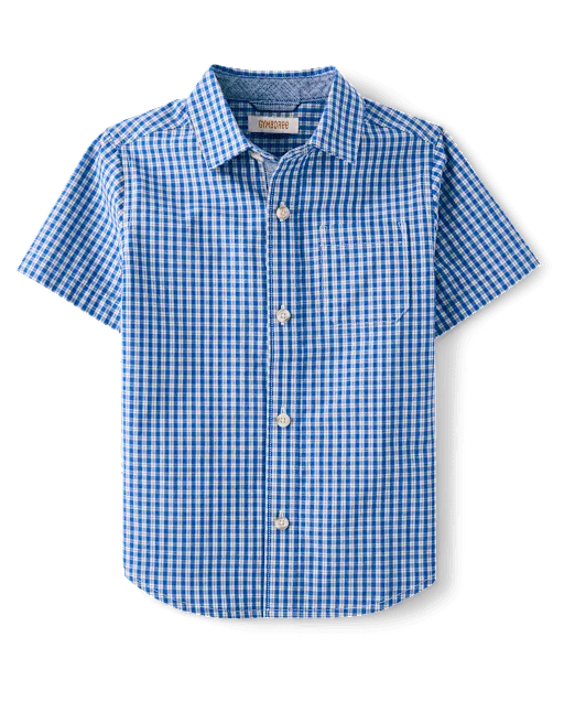 Boys Plaid Poplin Button Up Shirt - Collegiate Club