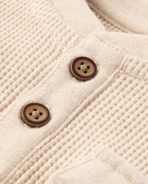 Boys Thermal Henley Top - Little Essentials