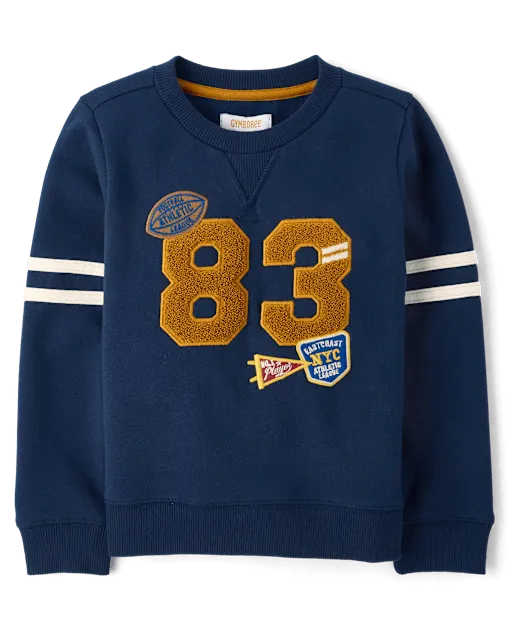 Boys Embroidered Chenille Varsity Fleece Sweatshirt - Collegiate Club