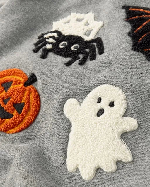 Boys Embroidered Chenille Halloween Fleece Hoodie - Trick or Treat
