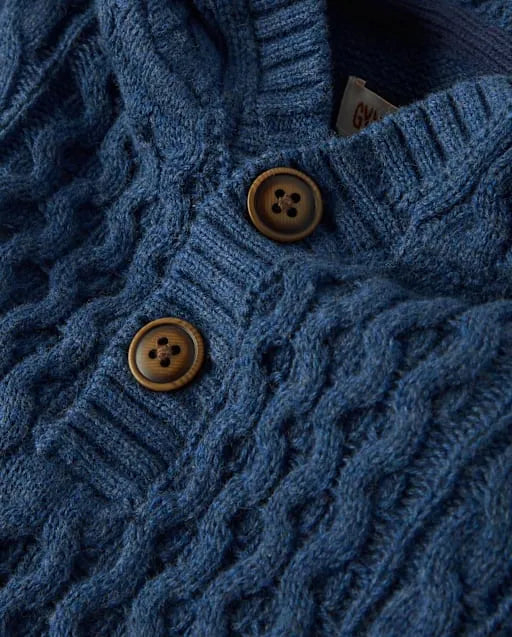 Boys Cable Knit Hoodie - Blue Sky Mountain