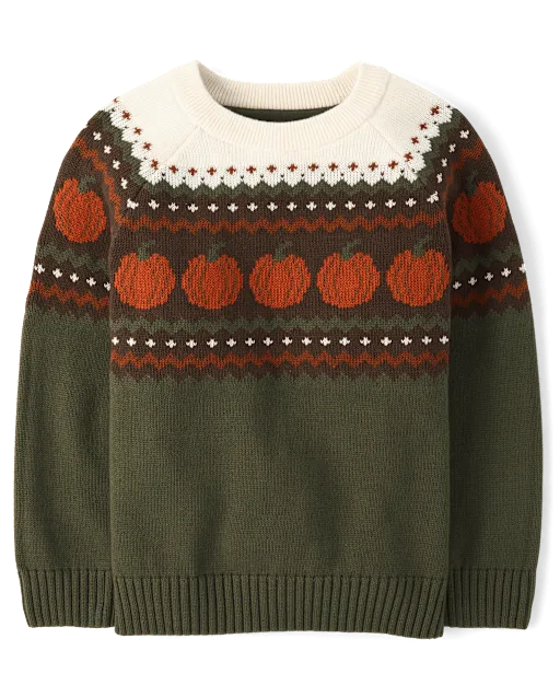 Boys Pumpkin Fairisle Sweater - The Harvest Edit