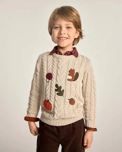 Boys Crochet Icon Cable Knit Sweater - The Harvest Edit