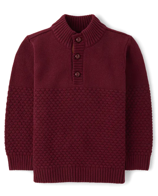 Boys Stitched Mock Neck Sweater - Little Essentials