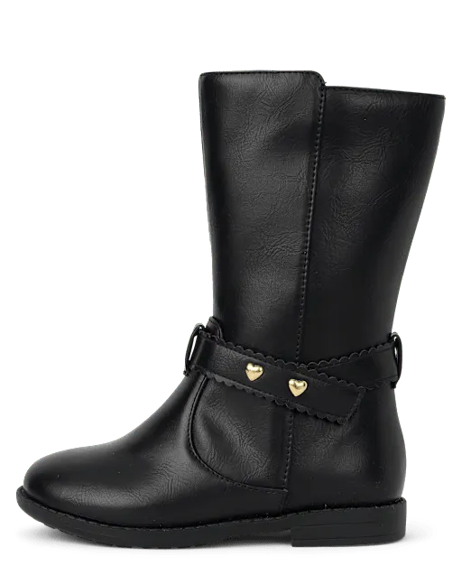 Girls Heart Charm Tall Boots - Little Essentials