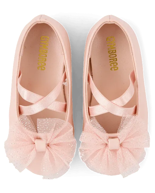 Girls Shimmer Bow Ballet Flats - Le Petite Ballet