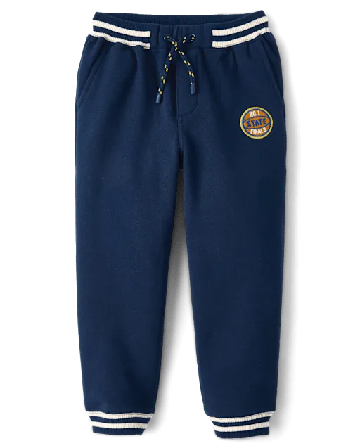 Boys Embroidered Varsity Fleece Jogger Pants - Collegiate Club