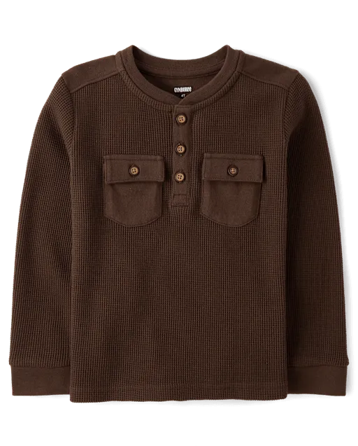Boys Thermal Henley Top - Little Essentials