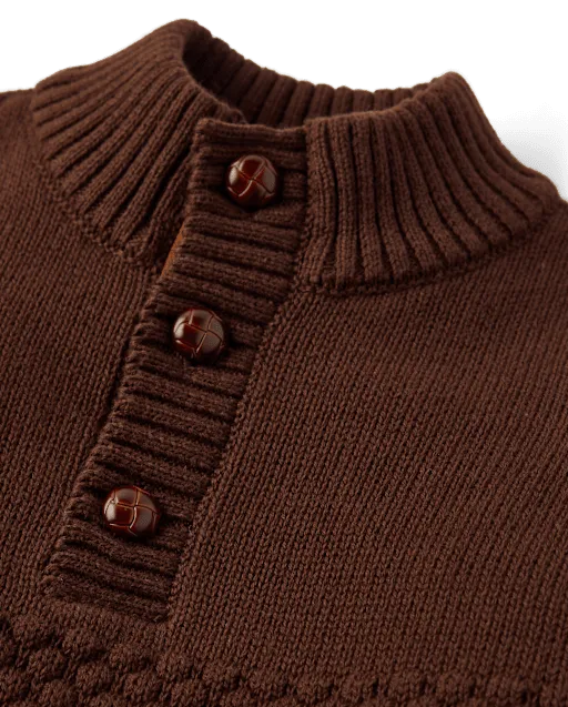 Boys Stitched Mock Neck Sweater - Little Essentials