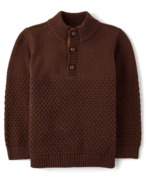 Boys Stitched Mock Neck Sweater - Little Essentials
