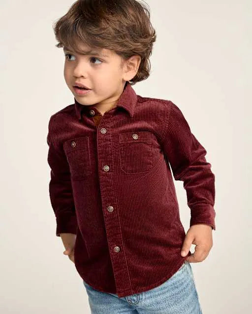 Boys Textured Corduroy Button Up Shirt - The Harvest Edit